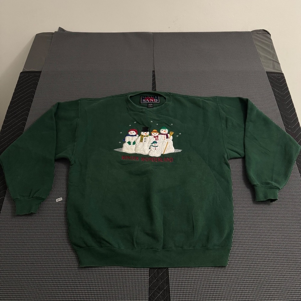 Vintage Galt Sand Sweatshirt Mens L Green CrewneckHeavy USA 90s Winter Wonderla